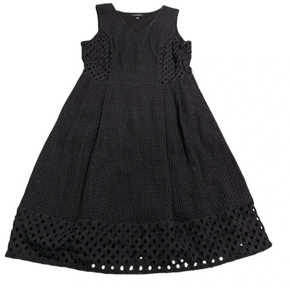 Lands' End Dresses & Skirts - Lands End A Line Black Eyelet Cotton Dress Size 12